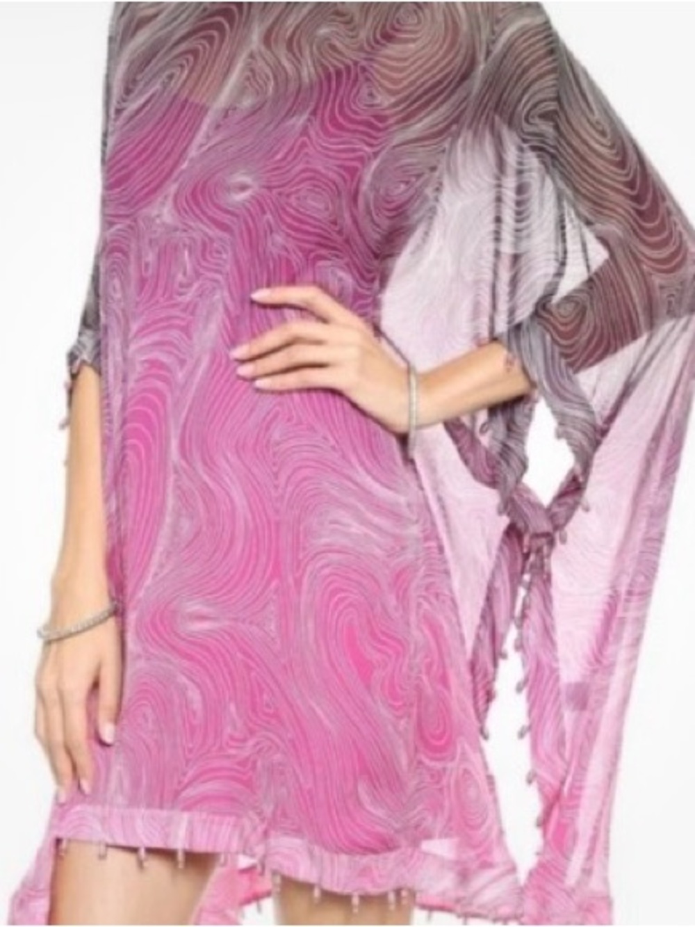 Diane Von Furstenberg DVF ‘New Nessa’ Pink-Purple Swirl Kaftan Dress Size Small